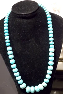 VINTAGE mexican blue turquoise granulated beads, mexican turquoise necklace 72,3 - Picture 1 of 20