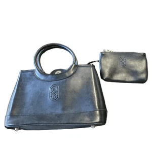 Marino Orlandi Leather Handbag Vintage Detachable Coin Bag Black Structured Keyc - Picture 1 of 7