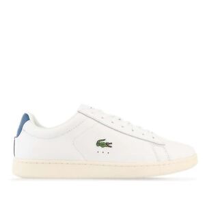 Men's Lacoste Carnaby Evo Leather Accent Heel Lace up Casual Trainers in White