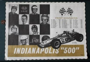 1971 Indianapolis Motor Speedway Indy 500 Winners placemat Andretti Unsers Foyt- - Picture 1 of 1