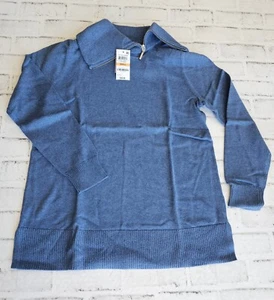 Women's Size Small Karen Scott Zip Neck Sweater In Blue-NWT - Picture 1 of 12