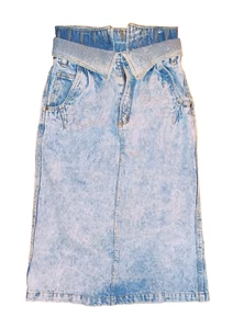 Baccini Jean Skirt Women’s 7/8 c1980s Stripped Double-Collar Waist VERY RETRO - Picture 1 of 6