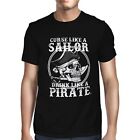 1Tee Mens Curse Like A Sailor, Drink Like A Pirate T-Shirt