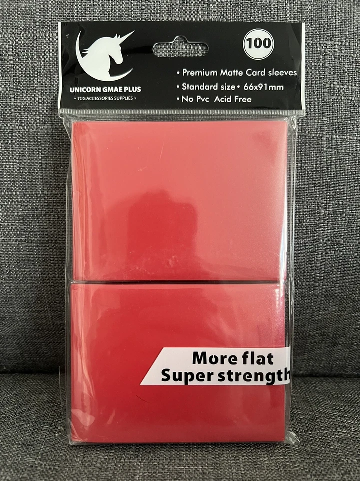 100 Premium Card Sleeves, Red, Matte Card Sleeves, Standard TCG Sleeves - Image 1 of 1