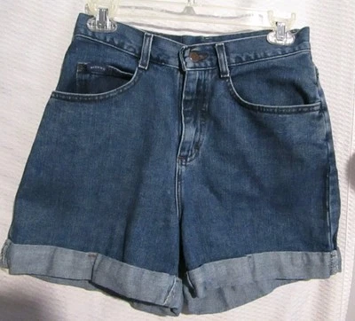 "Pantalones cortos de mezclilla Lee Riders tiro alto con puños de colección años 90 Y2K talla 6 mediana cintura 27""" Foto 1 de 3