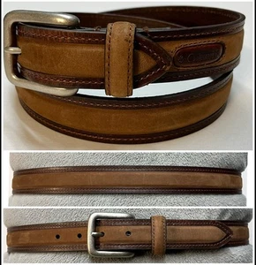 Columbia Men’s Sz 36/90 Brown Leather Silver Hardware Belt 11CO0221 Two-Toned - Picture 1 of 13
