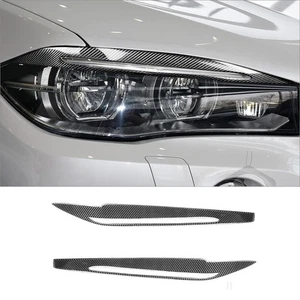 Carbon Fiber Headlight Eyelid Trim Cover Eyebrows For BMW X5 F15 2014-2018 - Picture 1 of 12