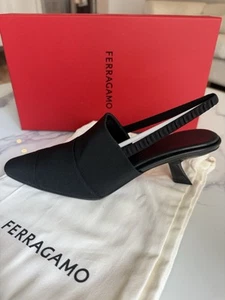 SALVATORE FERRAGAMO Algedi 55mm Ribbed Slingback Mules, Size 7.5C - Imagen 1 de 17