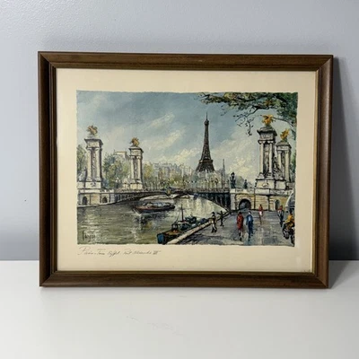 De colección ~ Pedro Vargas ~ París - Tour Eiffel Pont Alexandre III ~ Litografía Usada en Excelente Condición Foto 1 de 4