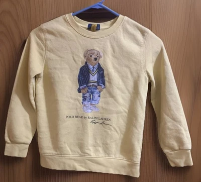 Polo Ralph Lauren Oso Gráfico Cuello Redondo Niño Talla 7 Sudadera Unisex Amarillo Foto 1 de 4