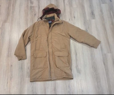 VTG Lands' End Mens XLarge Coat Plaid Wool Lined Hood Chore Barn Parka USA - Image 1 of 4
