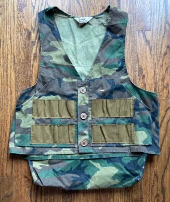 Vintage Duxbak Hunting Shooting Vest Size Medium Camo Shotgun Game Pouch USA - Image 1 of 4
