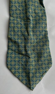 Vintage Tie Yves St Laurent Paris Silk Blue Yellow Geometric Squares Wide - Picture 1 of 5