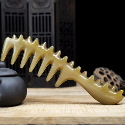 Natural Yak Horn Comb Hair Brush Sea Cucumber Shape Wide Tooth Massage Comb - Image 1 of 4