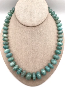 RARITIES 20" Gold-Plated Amazonite Graduated Rondelle Beaded Toggle Necklace NIB - Picture 1 of 12