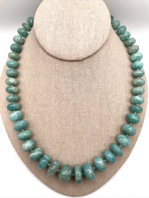 RARITIES 20" Gold-Plated Amazonite Graduated Rondelle Beaded Toggle Necklace NWT - Image 1 of 4