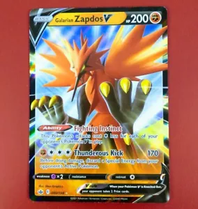 Pokemon Galarian Zapdos V Ultra Rare - 080/198 Chilling Reign TCG NM - Picture 1 of 2
