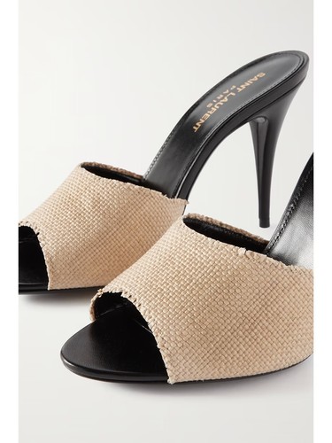 SAINT LAURENT (YSL) Saint Laurent decolte donna La 16 rafia stiletto mules cammello 40 5 10 5 nuove con etichette $825