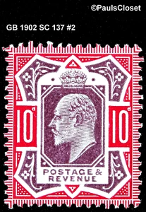 GB 1902 SC 137 KING EDWARD VII 10p CARMINE & DULL PURPLE MVLH OG VF/XF - Picture 1 of 2