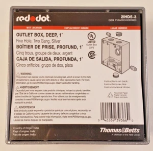 Thomas & Betts 2IHD5-3  Outlet Box Two Gang Deep 5 hole 3/4" inlets wet location - Picture 1 of 5