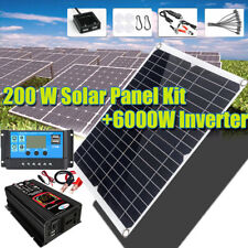 200W Complete Solar Panel Kit 6000W Power Inverter Home 12V-110V Grid System US