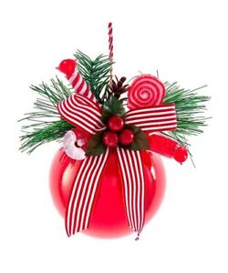 100 mm - rot - Weihnachtskugel - mit Bogen - Ornament