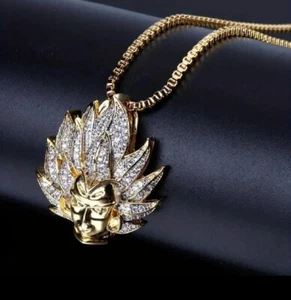 Dragon Ball Super Saiyan Diamond Hair, + Neckless Chain Pendant Alloy Golden - Picture 1 of 6
