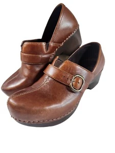 DANSKO Size 6.5 Tamara Brown Leather Closed Heel Clogs  - Picture 1 of 9