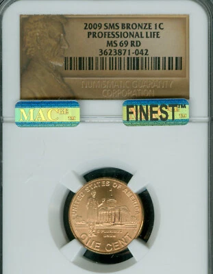 2009 PROFESSIONAL LINCOLN LOGO CENT NGC MS69 RED SMS PQ MAC FINEST MAC SPOTLESS. - Image 1 of 4