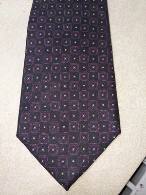Austin Reed of Regent Street Black Tie with Red and Blue Geometric Designs - Image 1 of 4