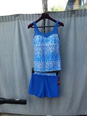 nicola jane Blue Printed  Lightly Padded Tankini Set UK 12 New - Image 1 of 4