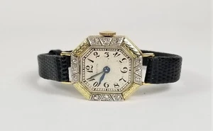 Vintage ladies Art Deco 14k Croton Watch w/Diamonds - Picture 1 of 6