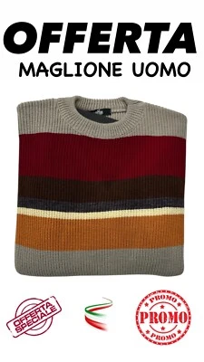 Maglione Uomo Misto Lana Casual Girogola Pesante Fantasia PULLOVER INVERNALE - Immagine 1 di 2