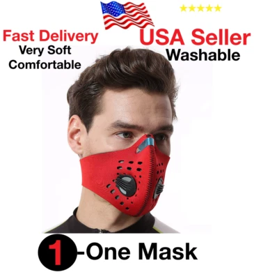 Activated Carbon Air Purifying Face Mask Cycling Reusable Filter Haze ValveMask  - Image 1 of 4