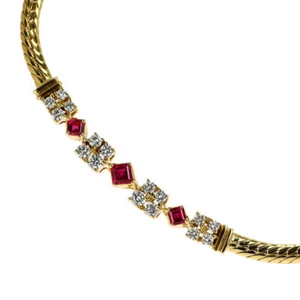 Mikimoto K18YG Ruby Diamond Necklace 0.76ct D0.63ct - Auth free shipping from Ja - Picture 1 of 5