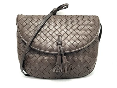 Bottega Veneta Intrecciato Brown Leather Tassel Flap Crossbody/Shoulder Bag Mini - Image 1 of 4