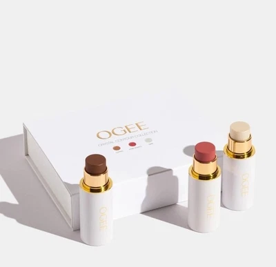 OGEE Crystal Contour Collection Face Stick Trio Copper, Rose Quartz, Opal - Image 1 of 4