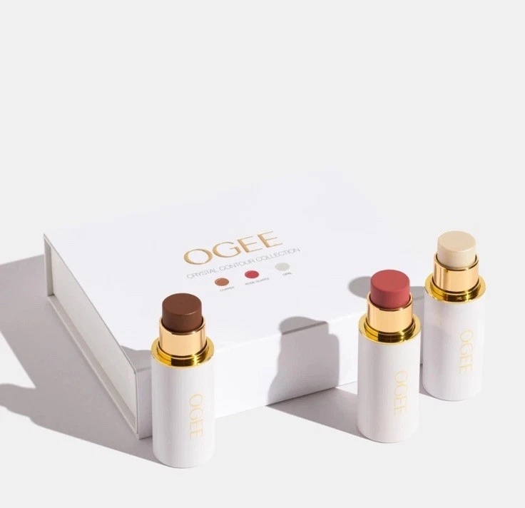 OGEE Crystal Contour Collection Face Stick Trio Copper, Rose Quartz, Opal - Image 1 of 4
