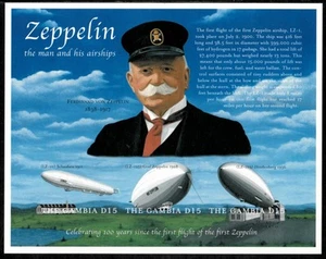 Gambia 2000 - Zeppelins - Sheet of 3 IMPERF Stamps - Scott #2245 - MNH - Picture 1 of 1