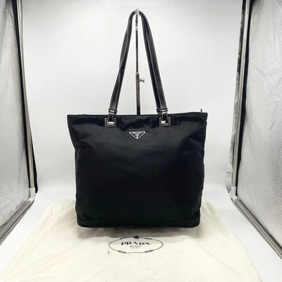 Prada нейлона кожи наплечная сумка черный A4 размер классический винтажный подлинный - Изображение 1 из 4