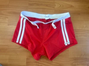 Vintage Sauvage California Herren Badeanzug Shorts rot/w geschnürt ** vorne Größe M US - Bild 1 von 5