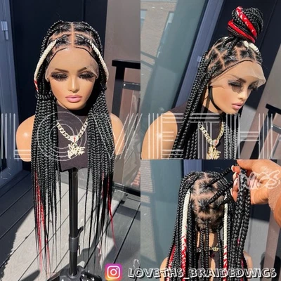 Ships next day(2days SHIPPING)Cornrow Full lace Braided wig,black knotless braid - Image 1 of 4
