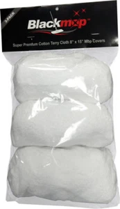 Black Mop Super Premium Cotton Terry Cloth  8" x 15" Mop Cover - 3 Pack  - Picture 1 of 1