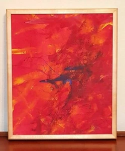 Gary Selph Abstract Oil on Canvas Reds Blues Beautiful Image - Picture 1 of 11