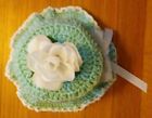 A+Crocheted+Bathroom%2FToilet+Tissue+Cozy+in+Mint+Green+w%2Fa+White+Rose+%26+Ribbon%21