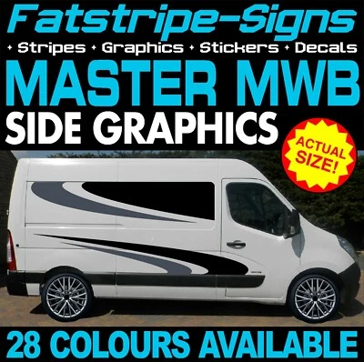 para adaptarse a RENAULT MASTER MWB L2 PEGATINAS GRÁFICAS A RAYAS CALCOMANÍAS FURGONETA DE DÍA Foto 1 de 2
