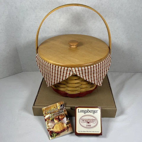 Longaberger Collector's Club Homestead Basket with Lid Liner Protector Tie-On Cover