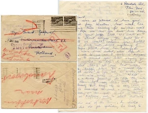 AUSTRALIA 1945 ONWARD AIR TRANSMISSION + LETTER + FORWARDED No.8 BOXED HOLLAND - Picture 1 of 3