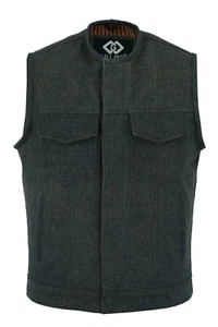 Cut Off Brown Denim Herren Damen Weste Waiscoat-Gilet Biker Motorrad Jeans Sohn - Bild 1 von 5