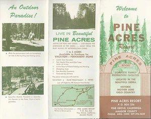 Pine Acres Resort Pine Grove Amador County California Vintage Travel Brochure - Picture 1 of 2